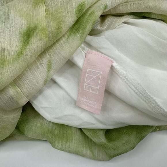 Line & Dot Women's Green Chiffon Tiered Square Neck Luxury Palm Maxi Dress L/C37 - Picture 8 of 16